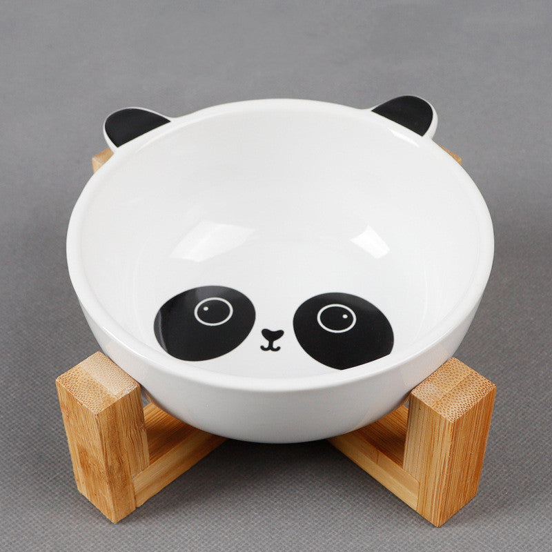 Ceramic Cartoon Bowl With Bamboo and Wooden Bracket