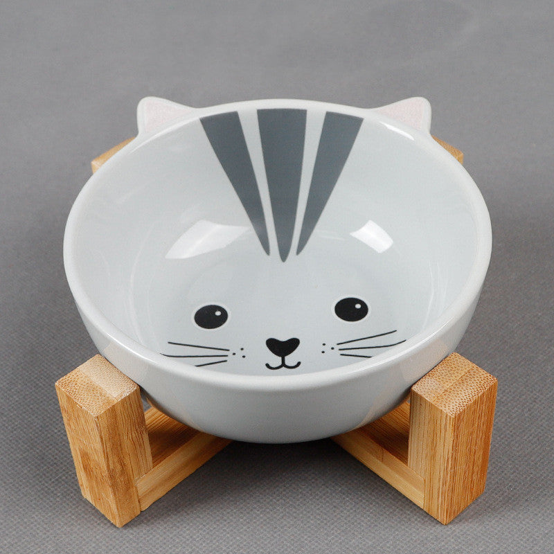 Ceramic Cartoon Bowl With Bamboo and Wooden Bracket