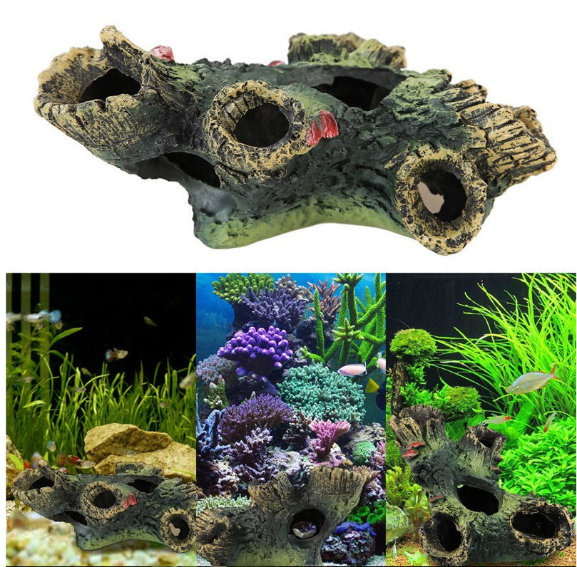 Hollow Tree Stump Aquarium Decoration